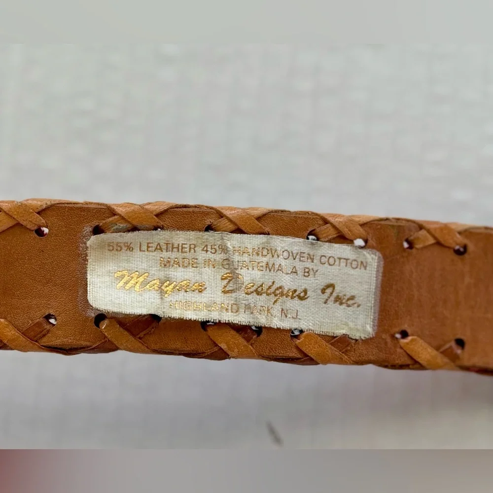 Vintage Guatemalan Colored Leather Handcrafted‎ Belt Size M Authentic